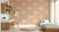 Warm peach tones shape a Mediterranean Geometric Wallpaper tile pattern