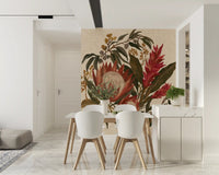 Exotic Earth Blooms mural featuring ginger lilies and Protea Flowers