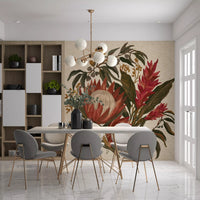 Lili Bouquet wall mural with Exotic Blooms and Protea floral detail
