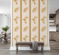 Home using Pink Lemon Branch wallpaper with olive leaf accents