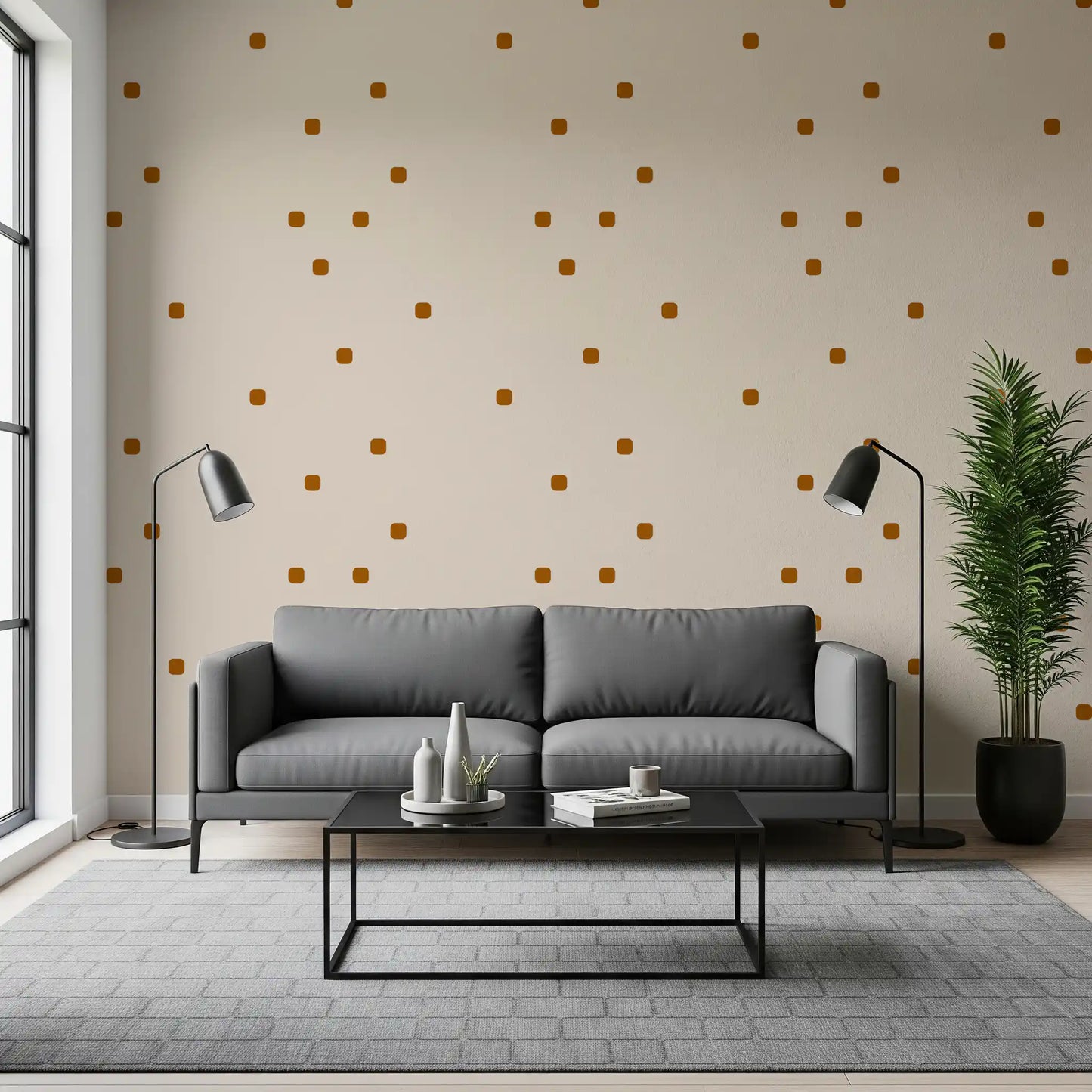 Beige Blush Polka Dot Wallpaper with open spacing and warm spot accents