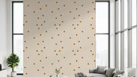 Living room using Polka Dot Wallpaper in a gentle beige blush pattern