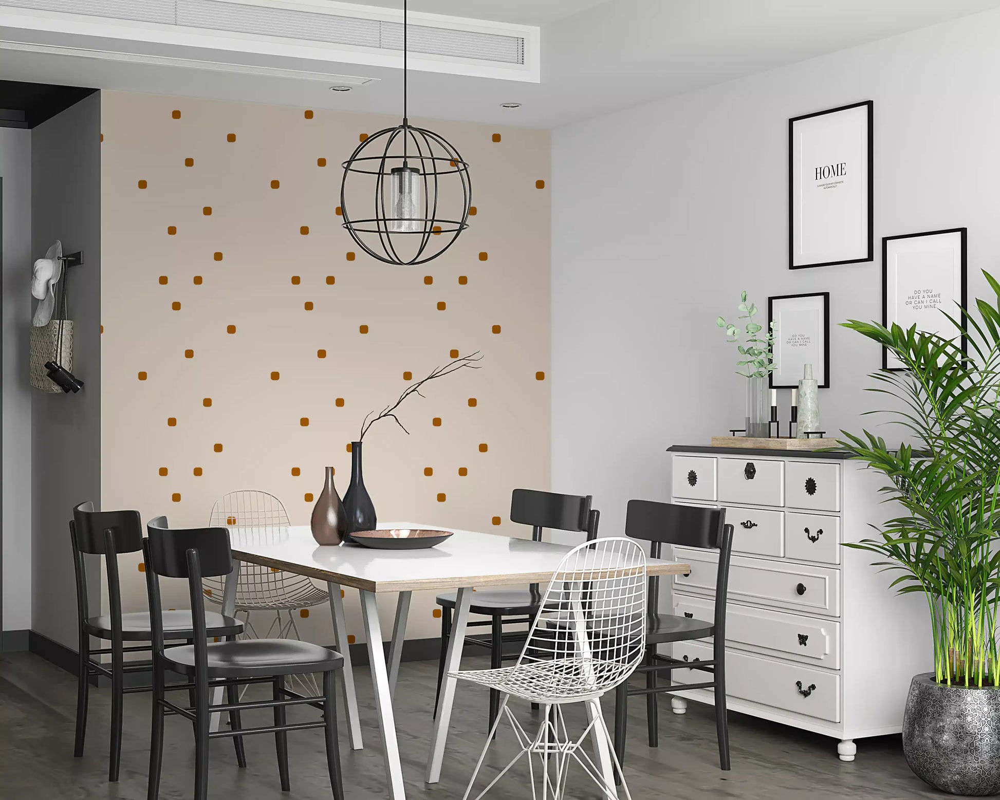 Beige spot wallpaper with a light surface and scattered dot placement