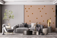 Minimal dot wallpaper with blush tone, brown accents, and simple rhythm