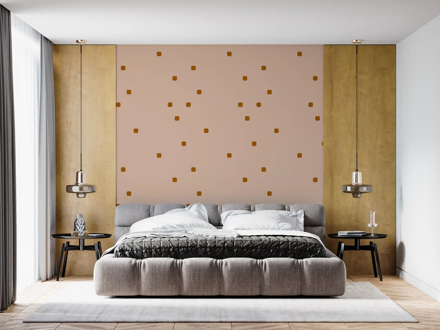 Blush beige dotted wallpaper with open spacing and calm patterned detail