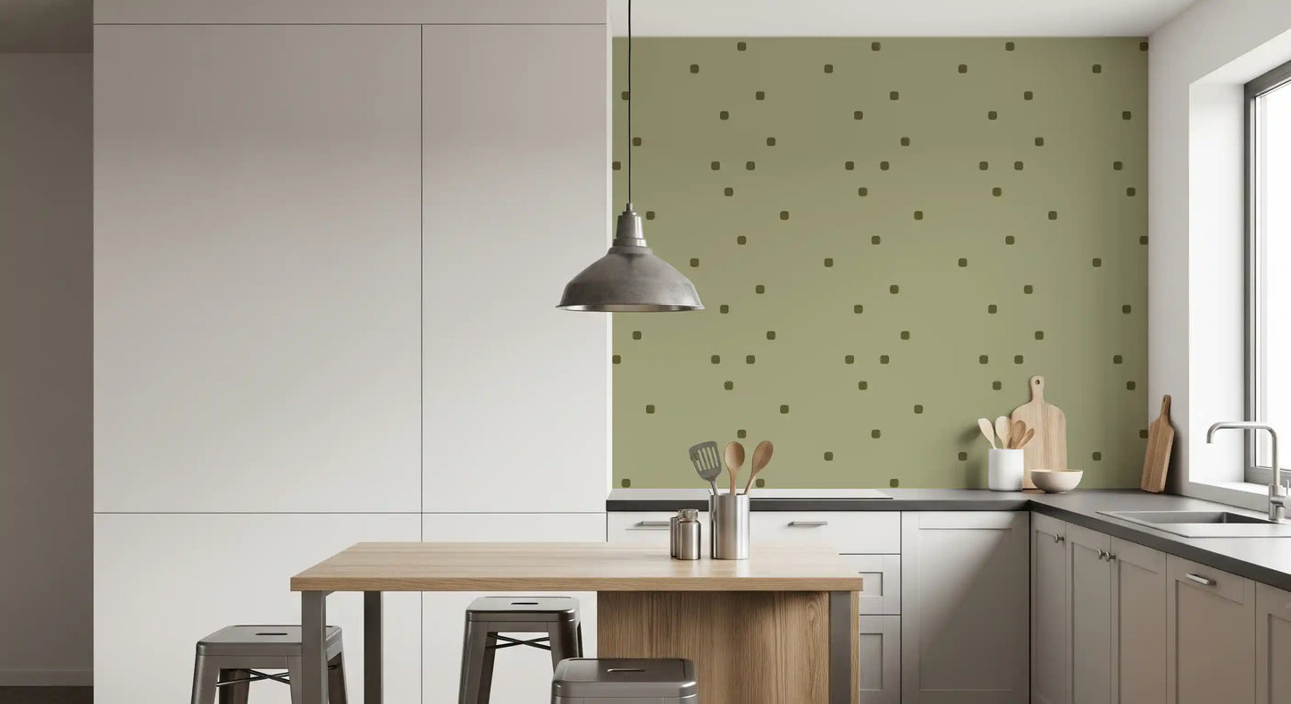 Sage Green Polka Dot Wallpaper with scattered dots and a simple pattern