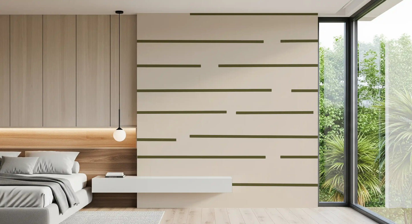 Olive Green Stripe Wallpaper Scandinavian Minimal Wallpaper⁠