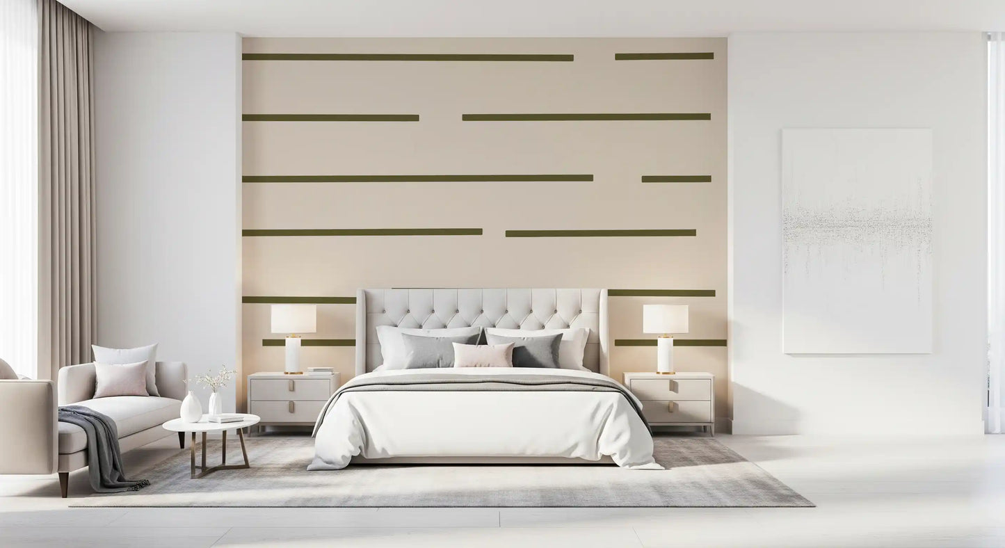Olive Green Stripe Wallpaper Scandinavian Minimal Wallpaper⁠