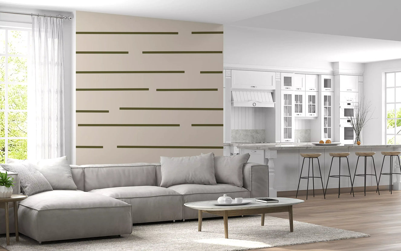 Papel pintado de rayas verde oliva Papel pintado escandinavo minimalista