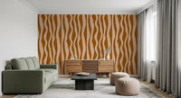 Wavy stripe wallpaper with earthy bands and a playful vintage mood