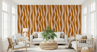 Pink stripe wallpaper with freeform waves and retro-inspired rhythm