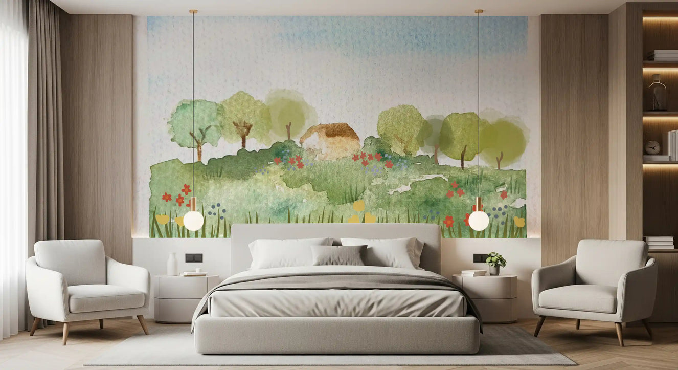 Murale da parete Country Home ad acquerello