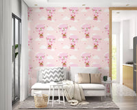 Hallway wallpaper with Sweet Bear Wallpaper and floating pink balloons
