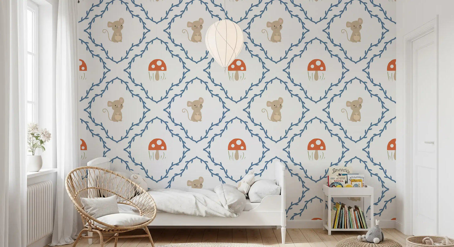 Whimsical Woodland Mouse Wallpaper⁠