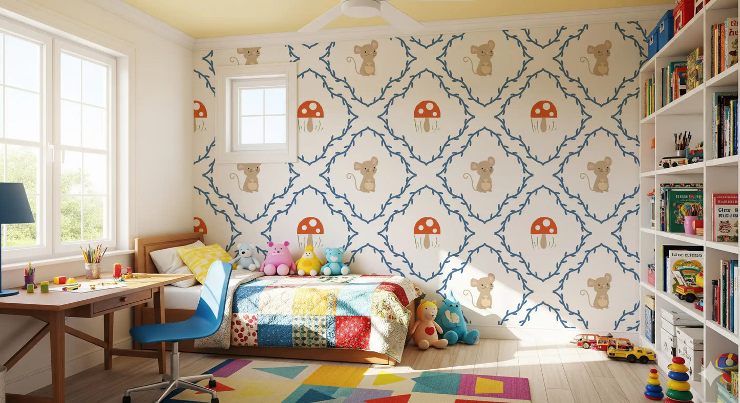 Whimsical Woodland Mouse Wallpaper⁠