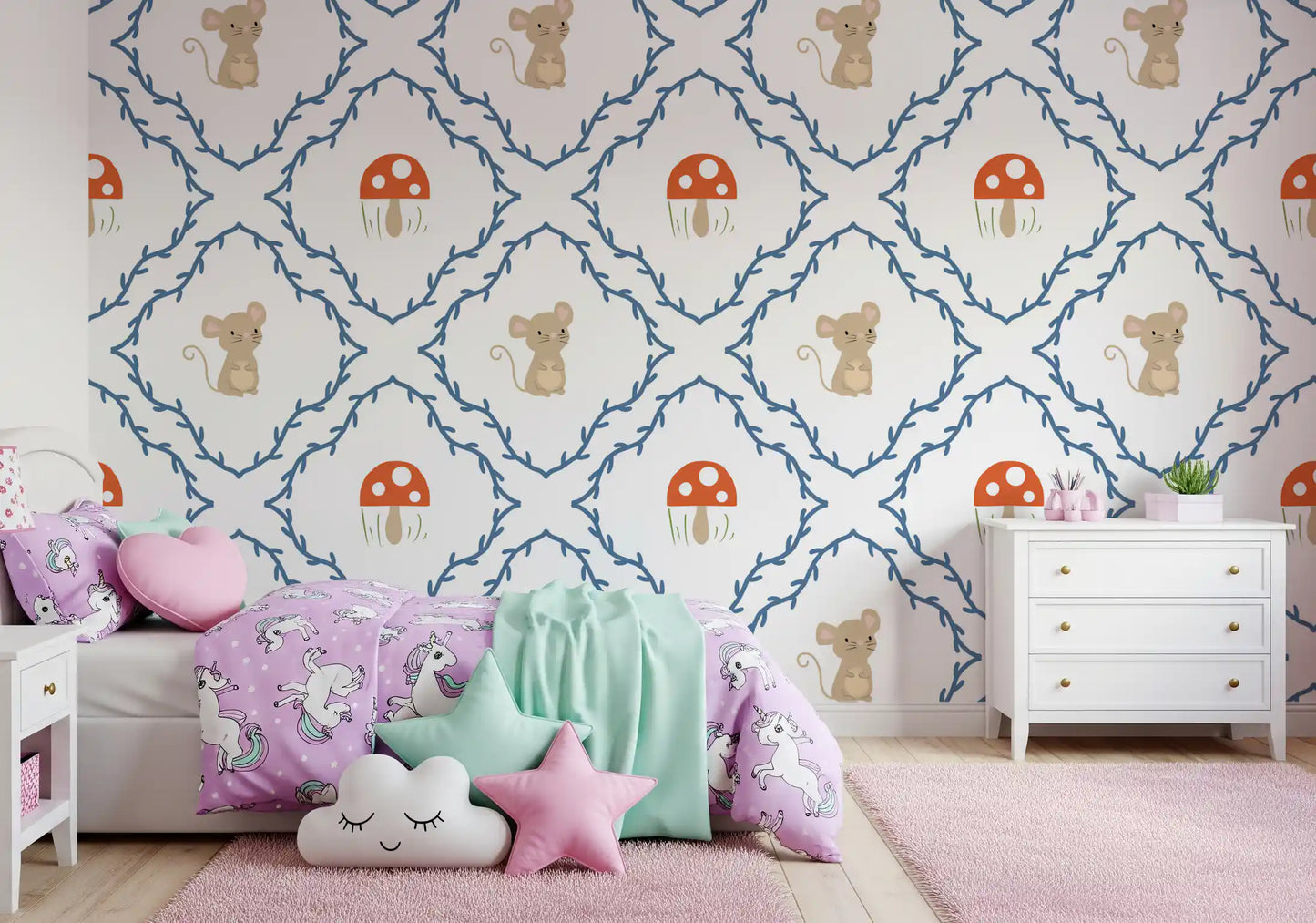 Whimsical Woodland Mouse Wallpaper⁠