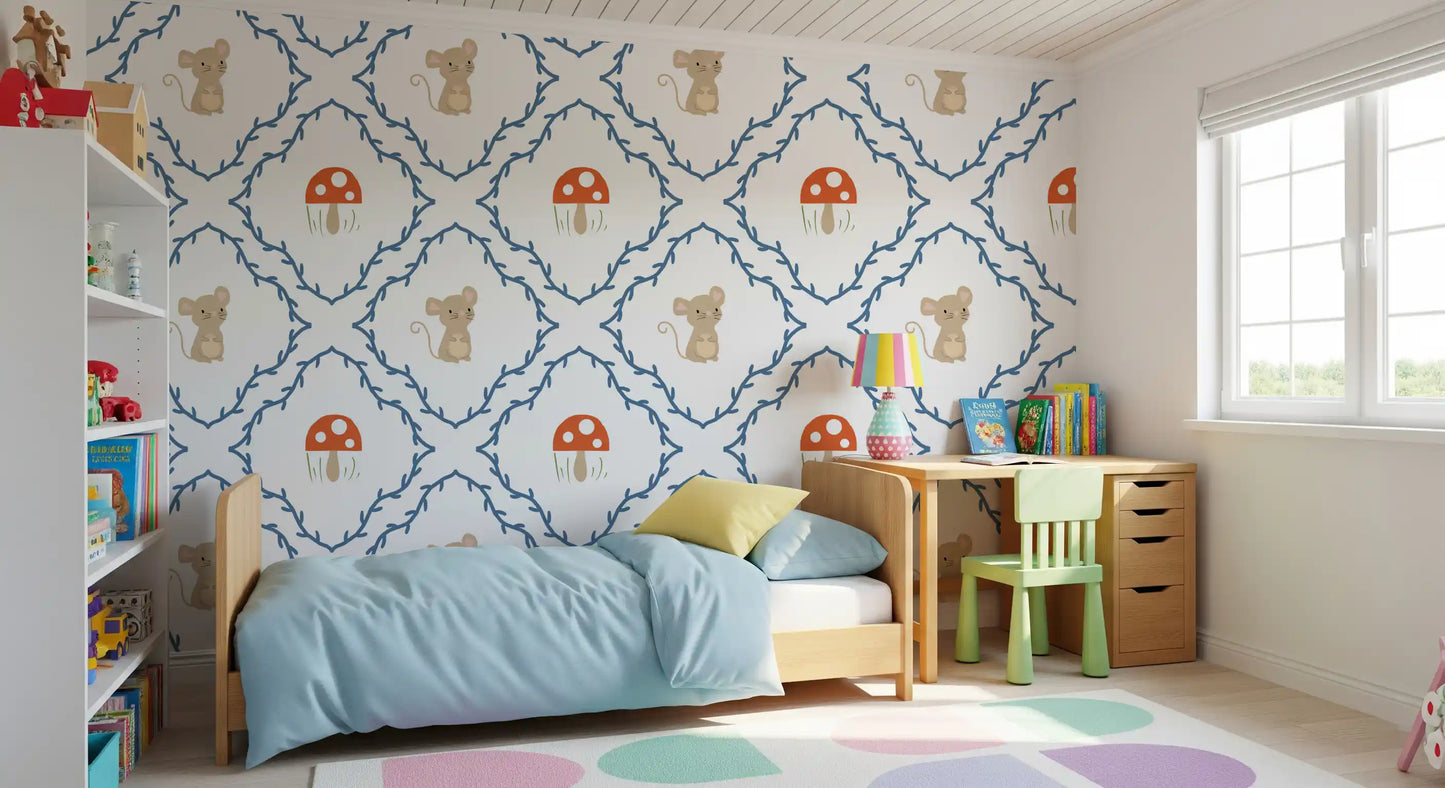 Whimsical Woodland Mouse Wallpaper⁠