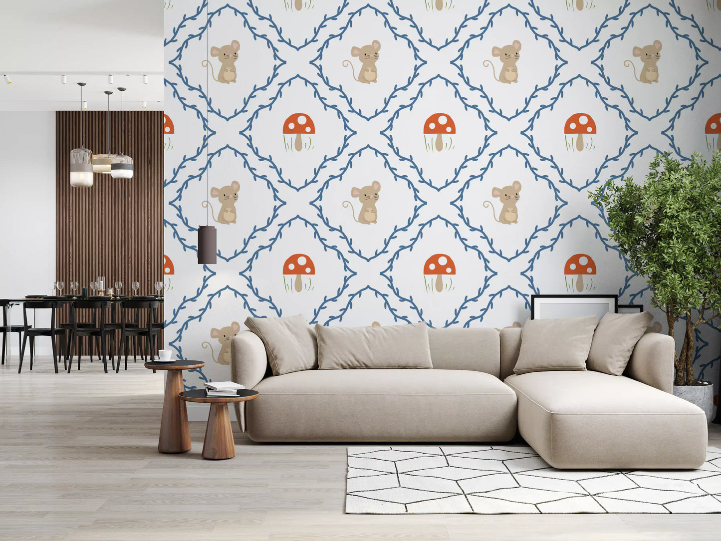 Whimsical Woodland Mouse Wallpaper⁠