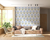Art Deco Floral wallpaper tile with one complete palmette motif