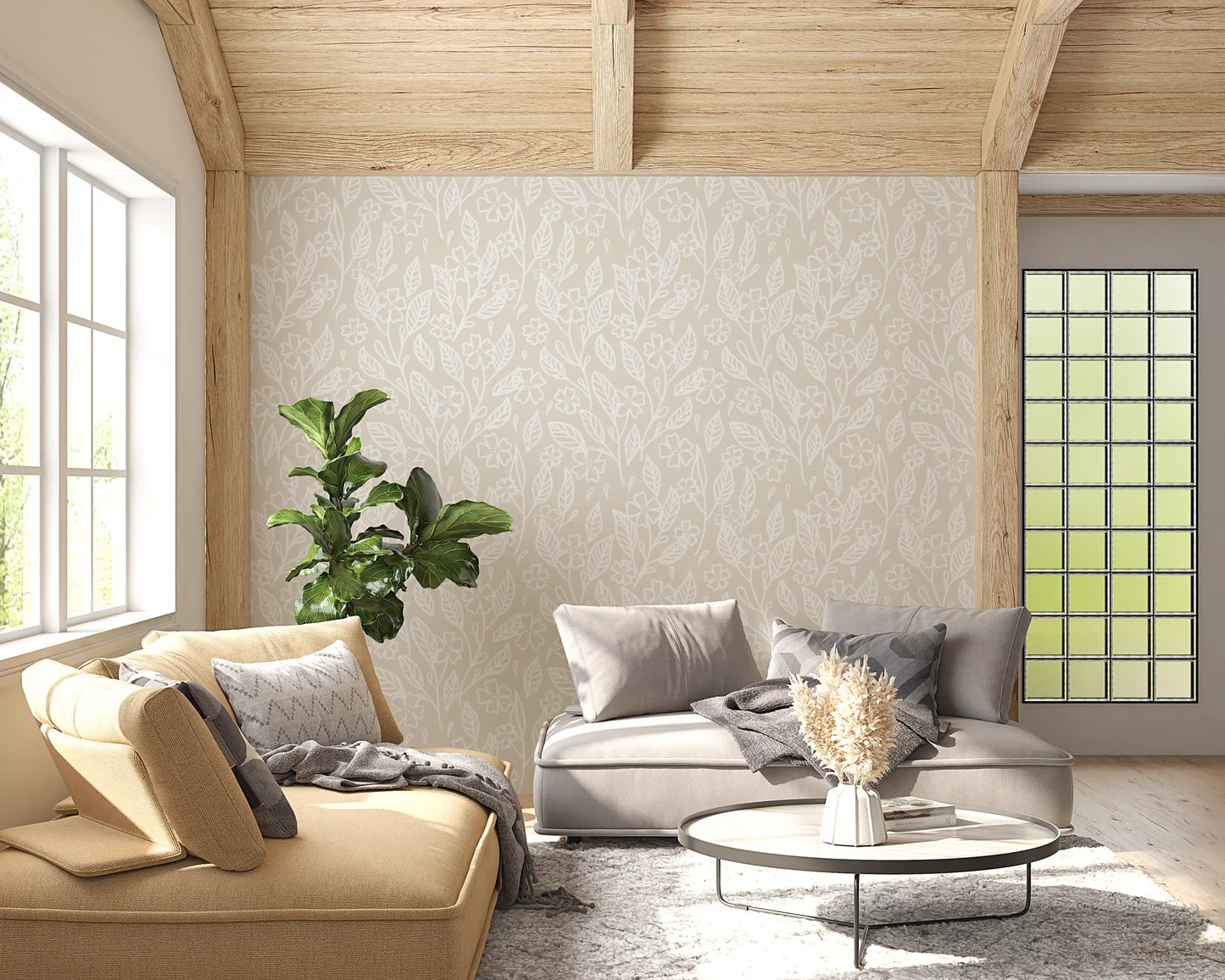 Neutral Floral Wallpaper⁠