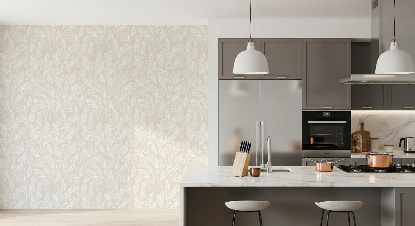Neutral Floral Wallpaper⁠