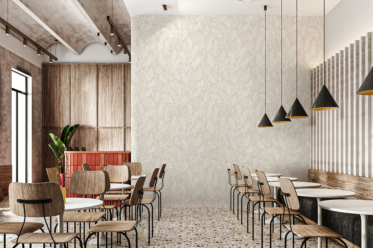 Neutral Floral Wallpaper⁠