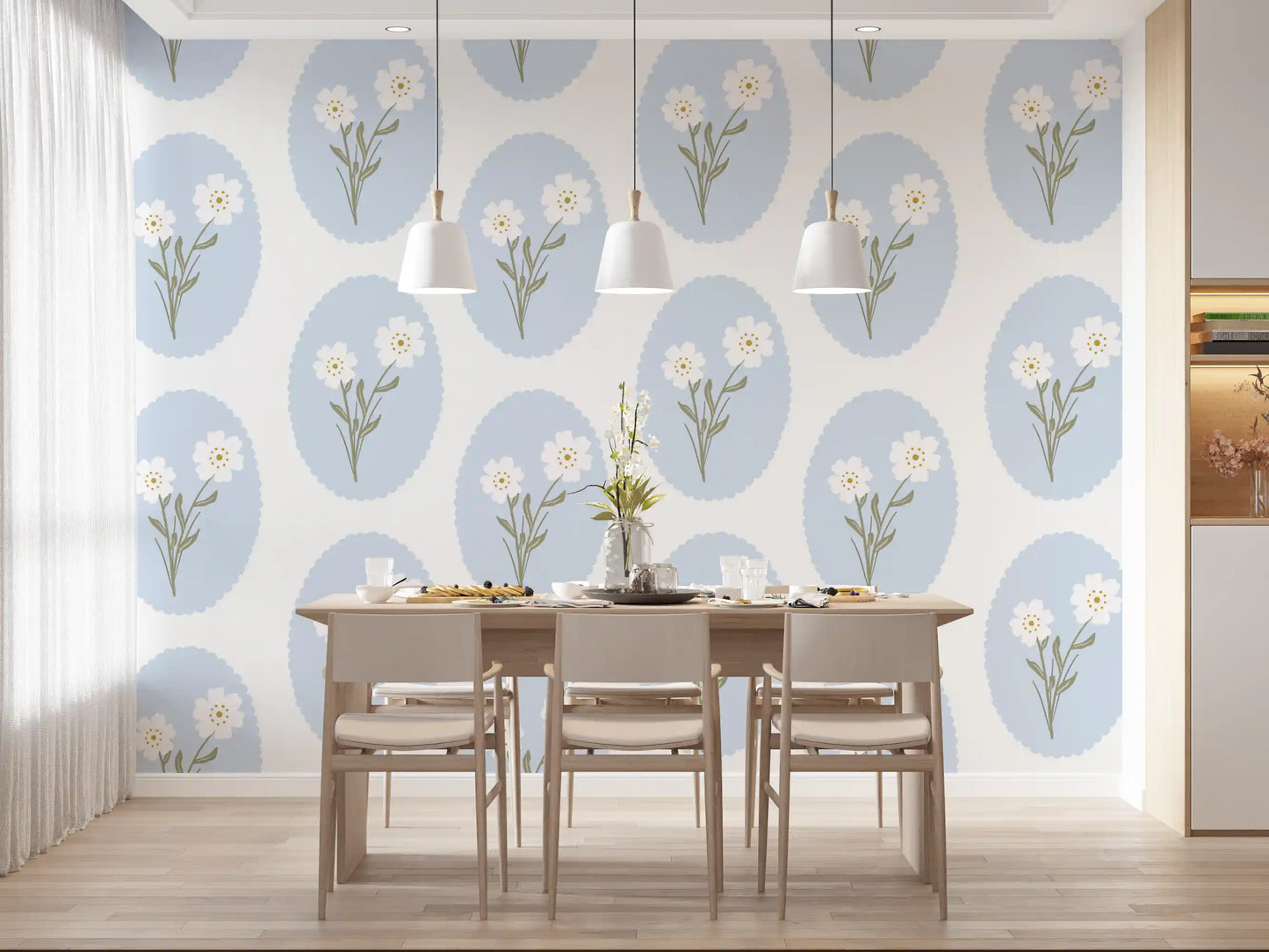 Papier peint Sérénité Florale à Bords Ondulés