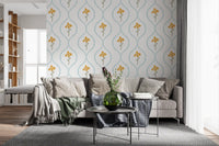 Sweet Heart wallpaper showing amber petals and olive stems