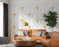 lounge layout featuring the Sweet Blossom Pattern wallpaper