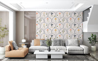 Wildflowers wallpaper in a Living room adding arched floral charm