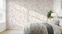 Bedroom banquette finished in the sketched English Garden wallpaper