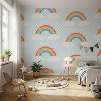 Full repeat view of the Rainbow & Starry Skies wallpaper layout