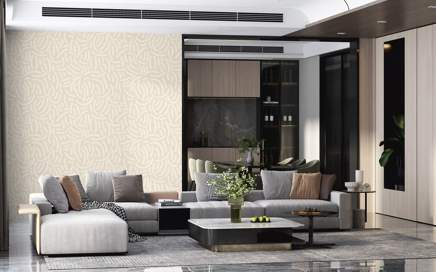 The Paint wallpaper pattern with thick white curves in every direction