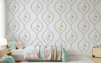 Kids bedroom view showing Dapper Ducks wallpaper behind the bed