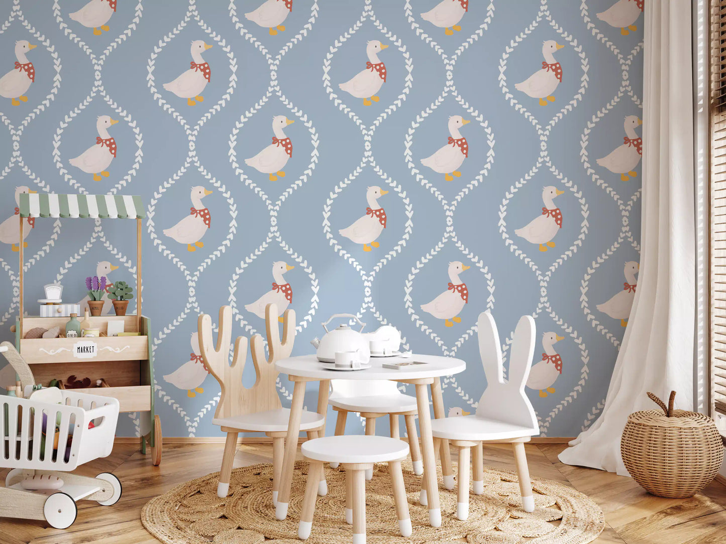 A quiet gains gentle character once Nursery Goose Wallpaper goes up.