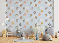 Step back and the Book Lovers Dreams wallpaper makes a quiet Nursery play area.