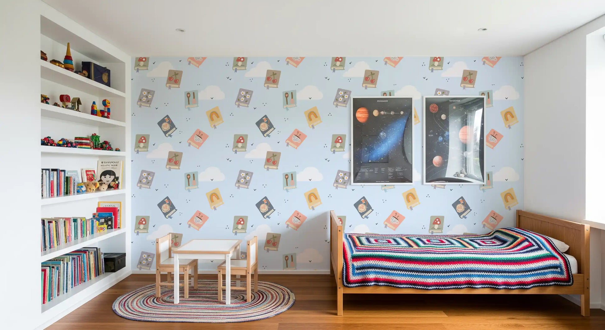 Mellow tone runs through every panel of the Book Lovers Dreams wallpaper.