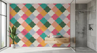 Flat matte finish balances color blocks evenly across Retro Wallpaper.