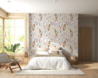 Bedroom feature corner using the Whimsical Otters wallpaper
