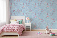 River Bubbles wallpaper showing red rings and white circles on blue