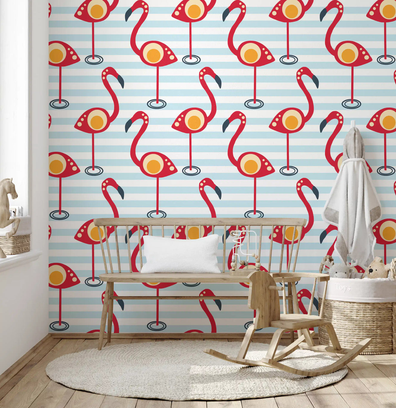 Retro Flamingo Sjov Tapet