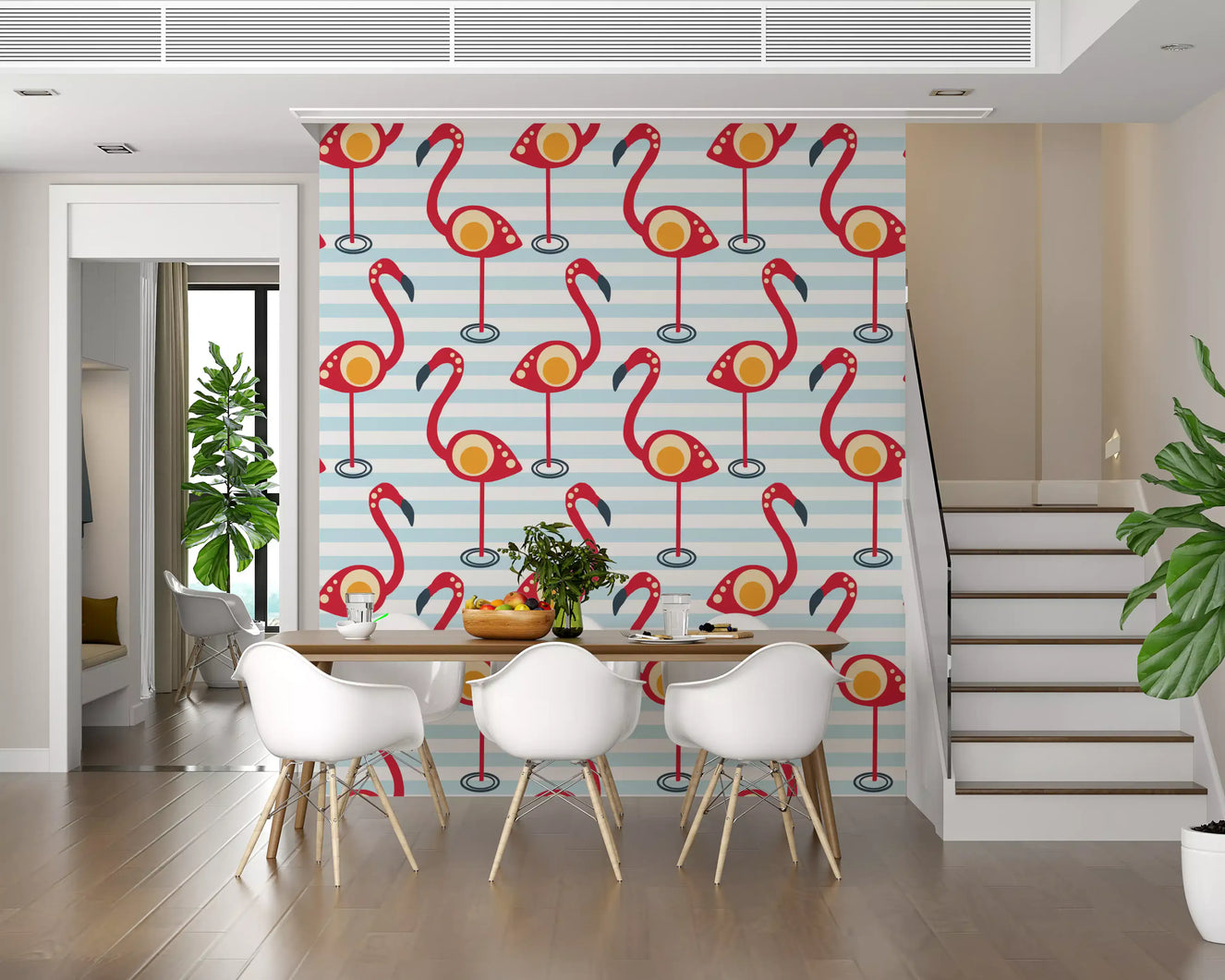 Retro Flamingo Sjov Tapet