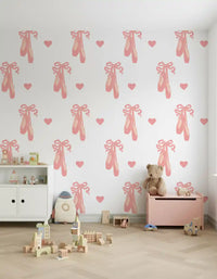 Looped bows, and small hearts pattern Sweet Ballet Dreams wallpaper neatly