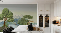 Animals a long Kitchen and dining area  in Safari River Oasis wall mural panels.
