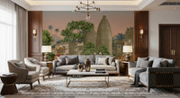 Sandstone palace architecture towers over the Royal Procession wall mural 