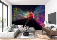 Glowing crimson centre pulls focus on Warp Speed Lights wall mural