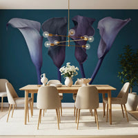 Dining corner finished in the Twilight Petal Dance floral wall mural