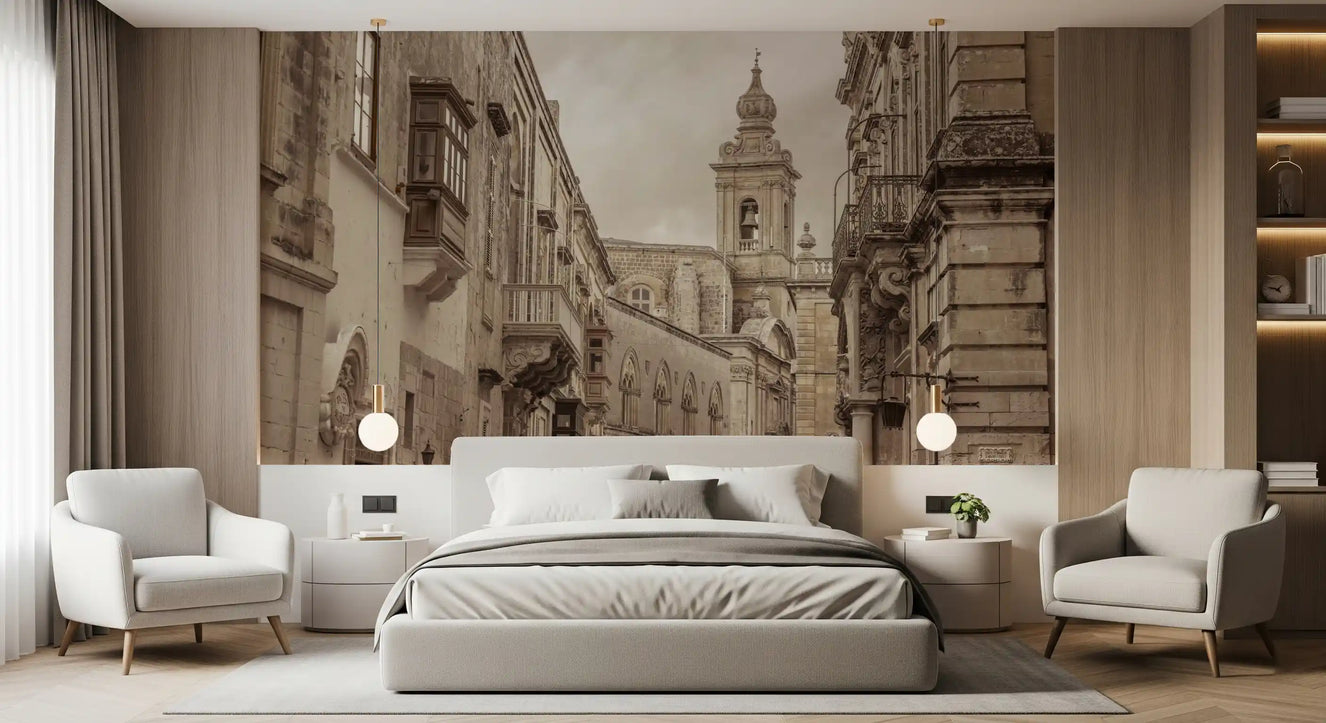 Mdina : Échos de pierre et de flèche, fresque murale