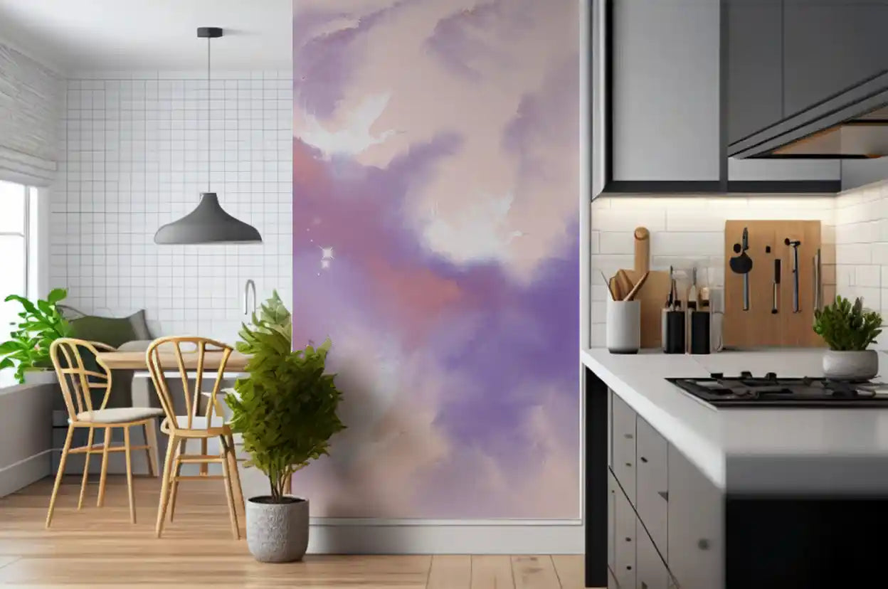 Ätherisches Lavendel-Rosa Himmel Flug Vögel Wandbild