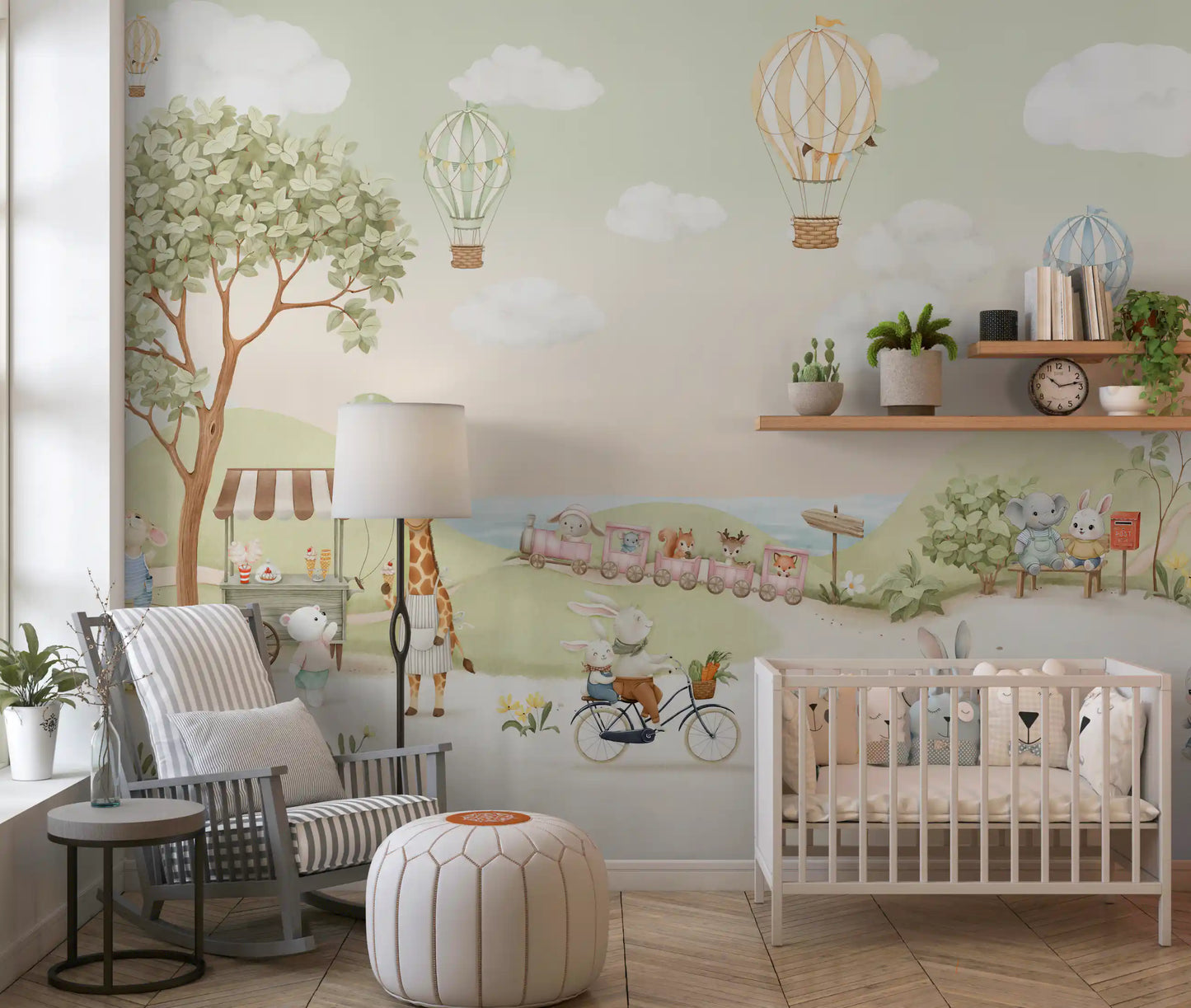 Whimsical Animal Adventure Wall Mural